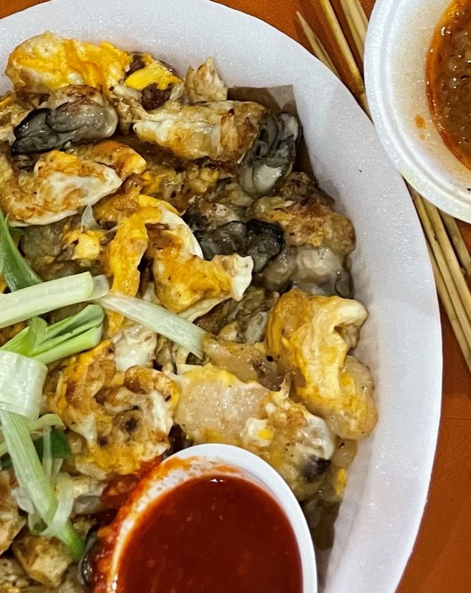 Maleisische gerechten fried egg oyster